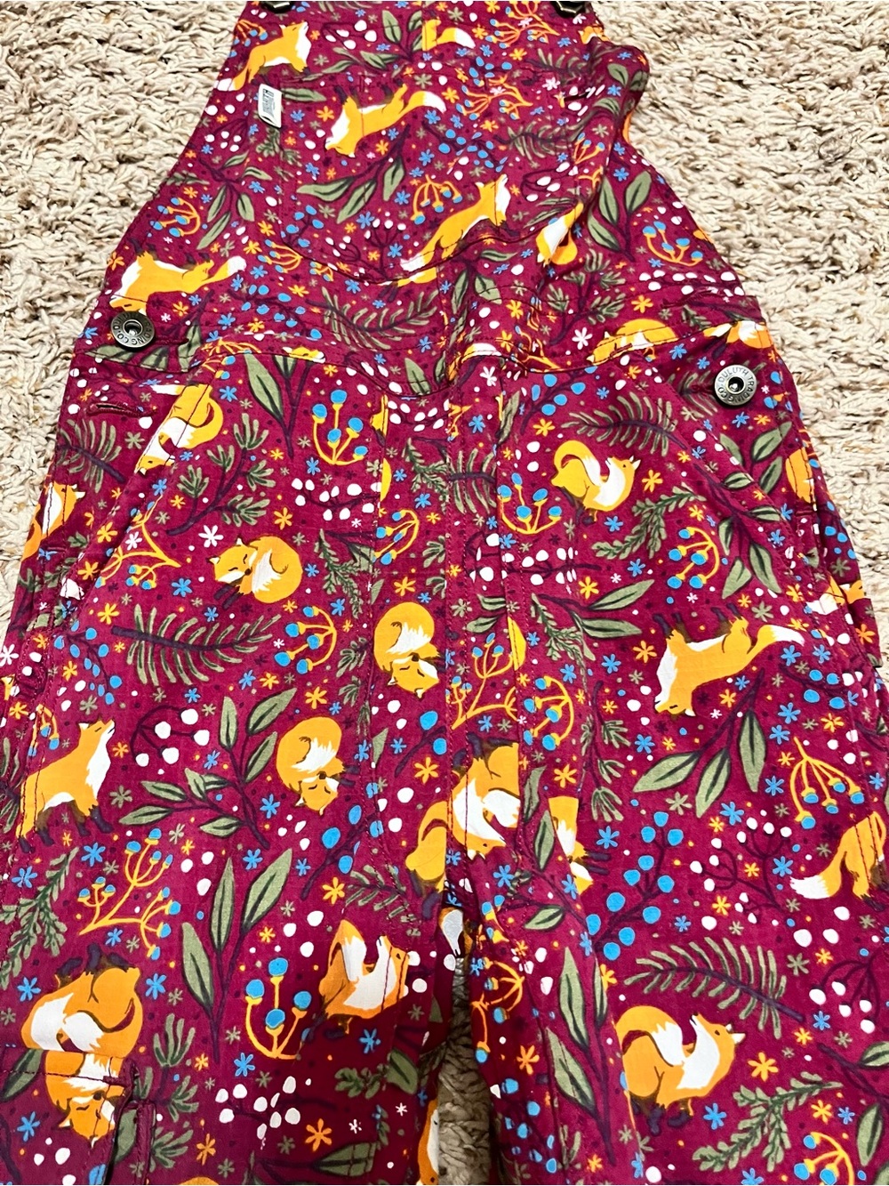 Kids' Heirloom Gardening Bib Overalls Fox Foliage flowers - Picture 7 of 10